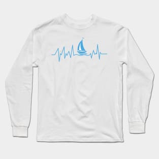 Heartbeat Boating Funny Boat Lover Dad Gift Long Sleeve T-Shirt